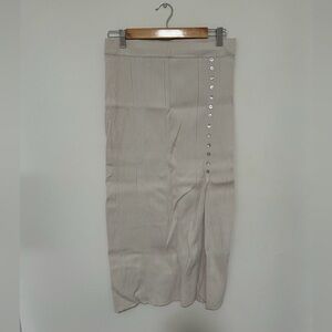 Zara Cream Pencil Skirt with Button Detail